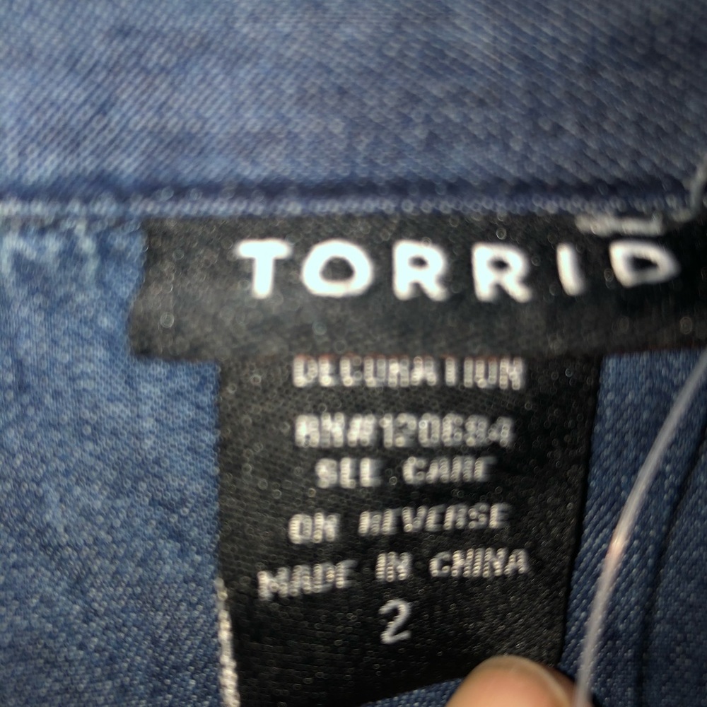 Dark denim button up long sleeve shirt by torrid